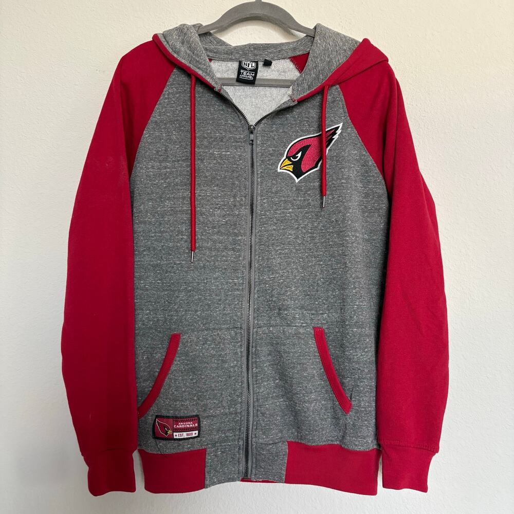 Arizona Cardinals NFL Hoodie Womens S Gray Red Full Zip Embroidered Football